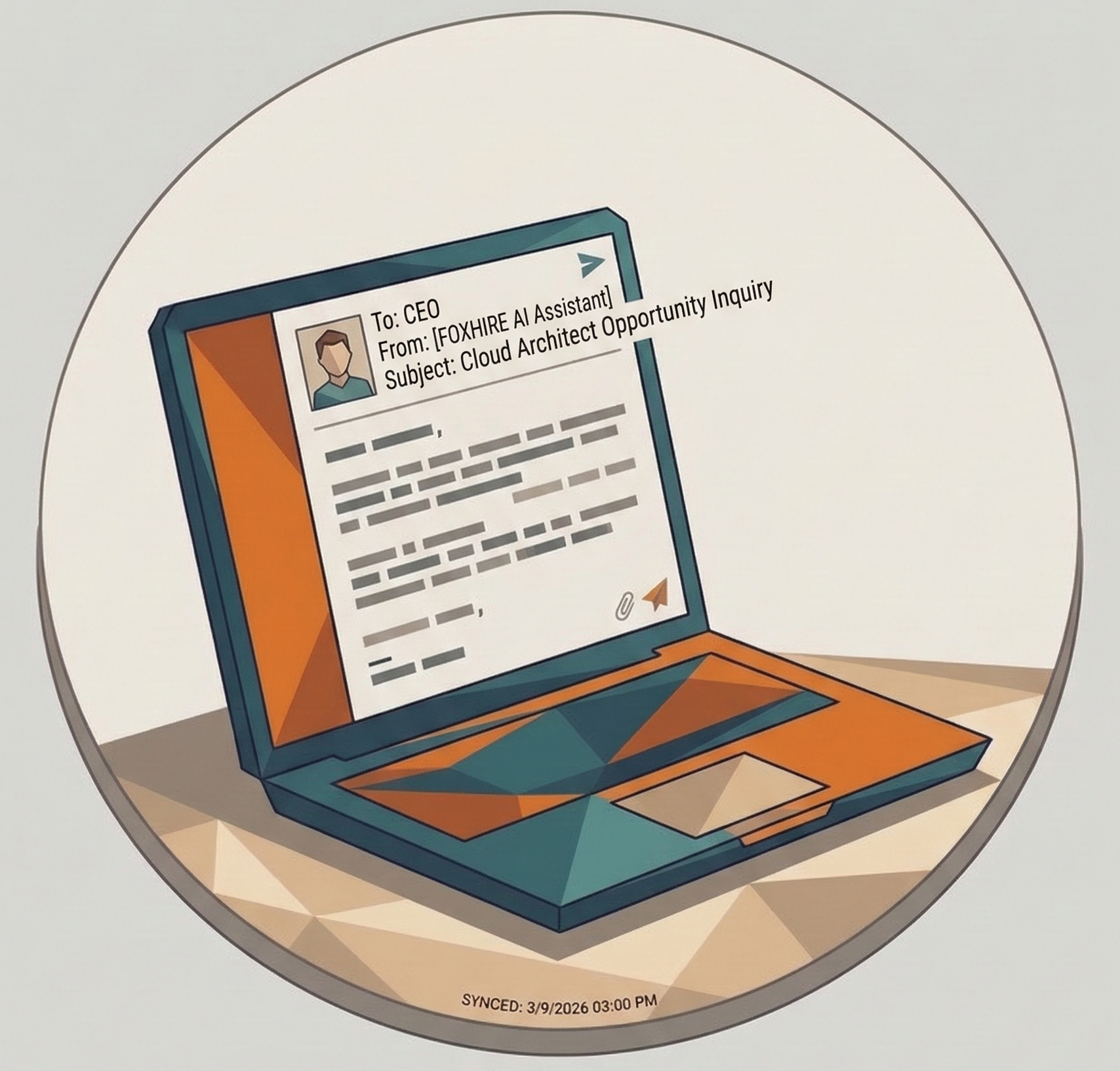 A laptop displaying a personalized cold email draft ready to send